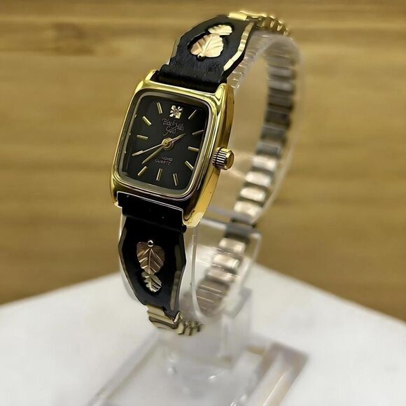 Black Hills Gold Watch Women 12k Gold Watch Tips Stretch Band New Battery - Picture 1 of 5